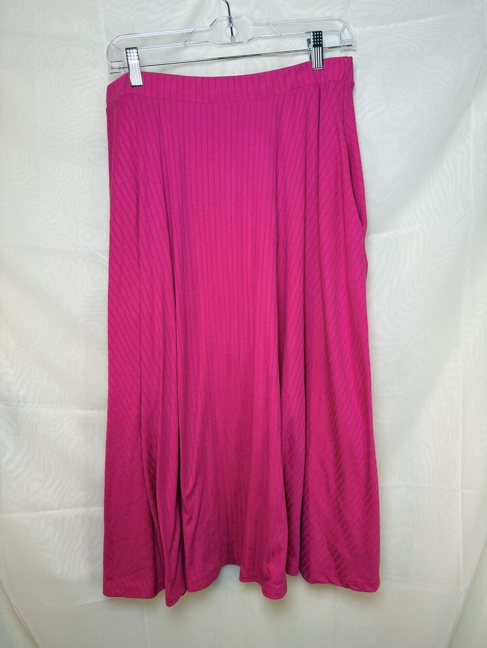 Rebdolls Hot Pink Ribbed Maxi Skirt with Pockets | Stretch Knit | Size 2X
